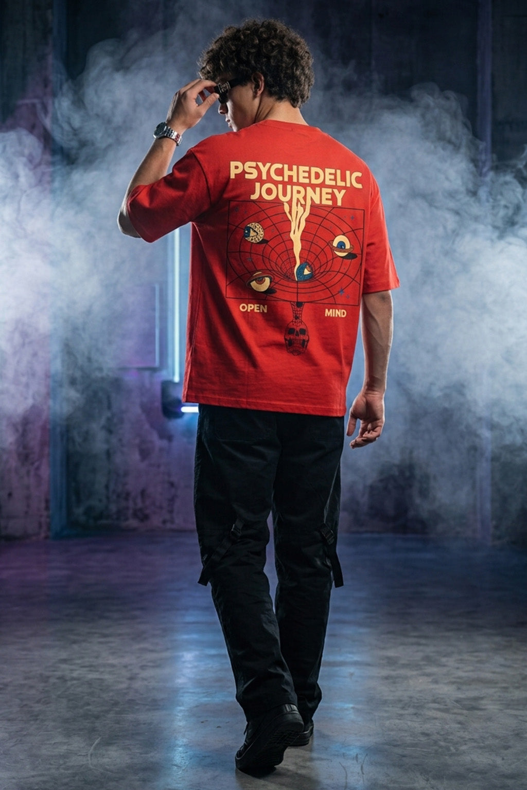 Sychedelic Red Oversized Printed T-shirt