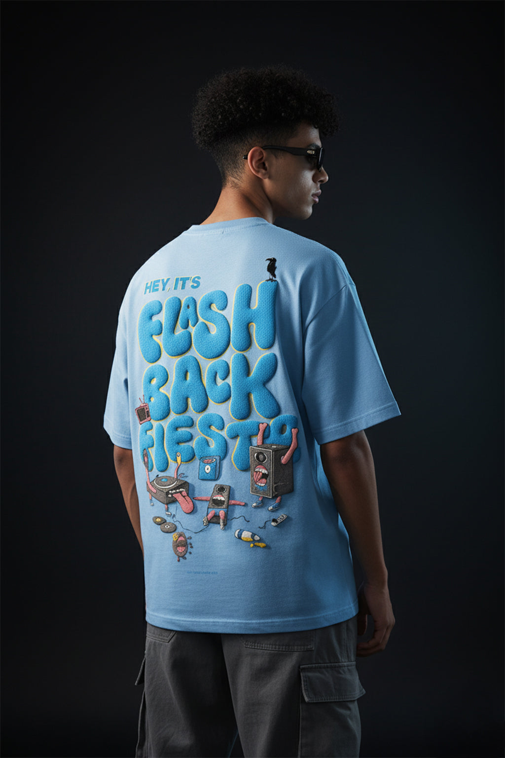 Flash Back Dutch Canal Oversized Puff Printed Exclusive T-shirt