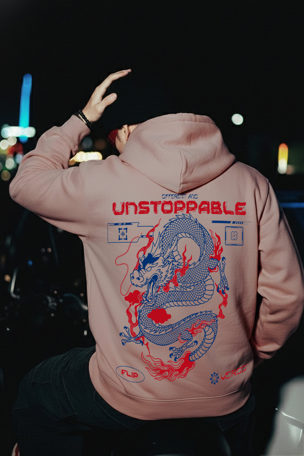 Unstoppable Peach Oversized Printed Hoodie