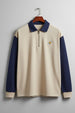 Street Vibe Beige & Navy Oversized Full Sleeve Exclusive Polo T-shirt