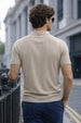 Beige Ribknit Ribbed Plain Regular Fit Polo T-shirt