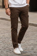 Brown Pure Woven Narrow Fit 5 Pocket Cargo