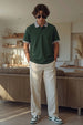 Olive Stripped Collar Regular Fit Exclusive Pique Lycra Polo T-Shirt