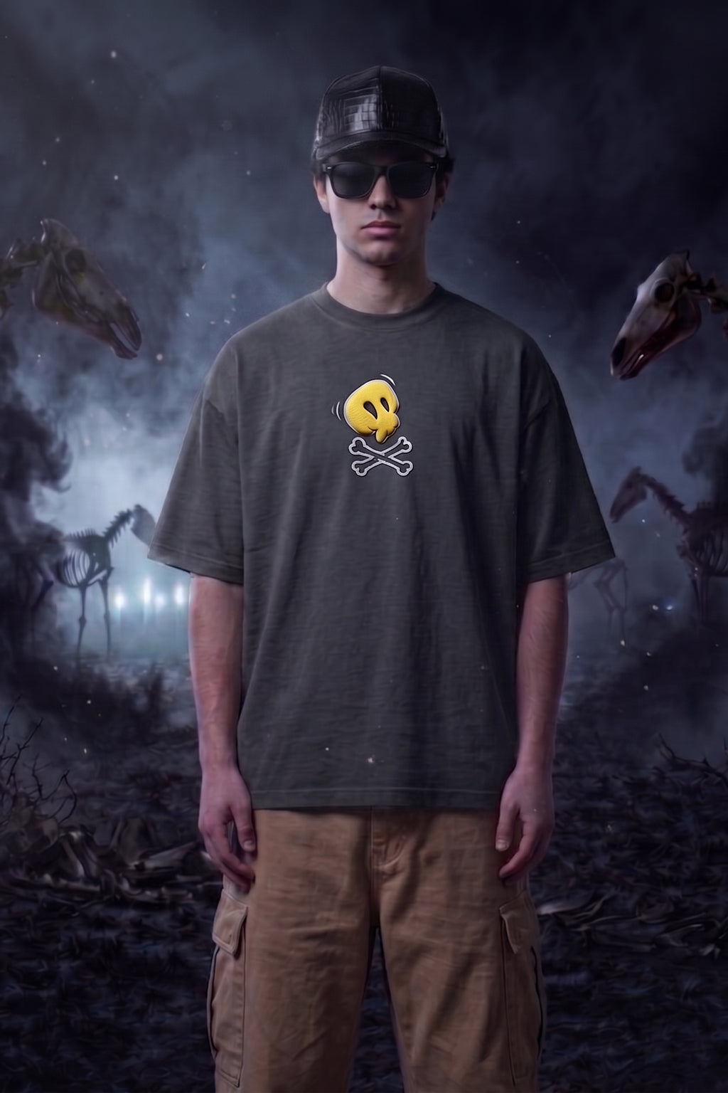 Wild Thing Dark Grey Oversized Puff Printed Exclusive T-shirt