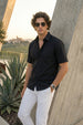 Black Plain Regular Fit Half Sleeve Single Pocket Exclusive Shirt