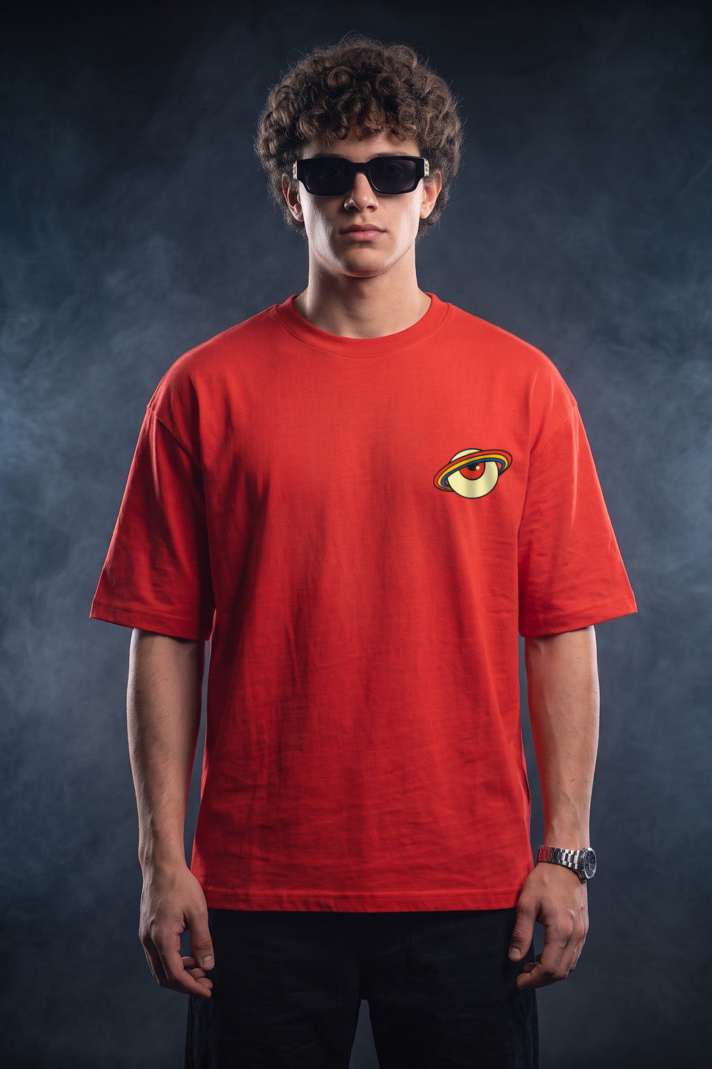 Sychedelic Red Oversized Printed T-shirt