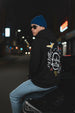 Happy Guy Black Regular Fit Back Printed Hoodie