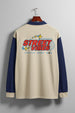 Street Vibe Beige & Navy Oversized Full Sleeve Exclusive Polo T-shirt