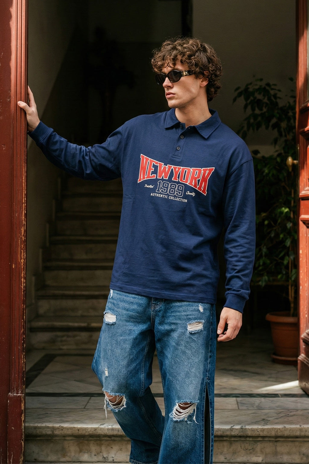New York Navy Oversized Full Sleeve Exclusive Polo T-shirt