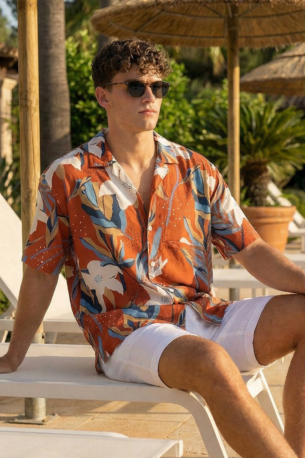 Sunset Palm Red All Over Print Oversized Exclusive Shirt