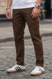 Brown Pure Woven Narrow Fit 5 Pocket Cargo
