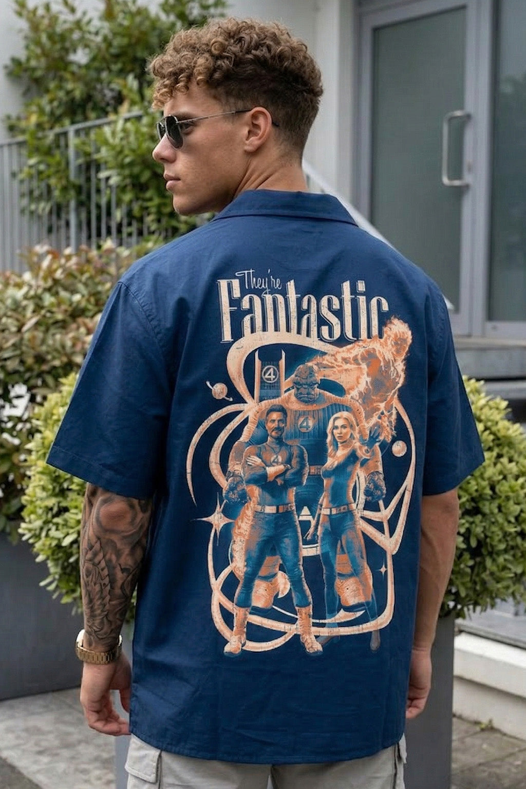 Fantastic Navy Oversized Printed Exclusive Shirt