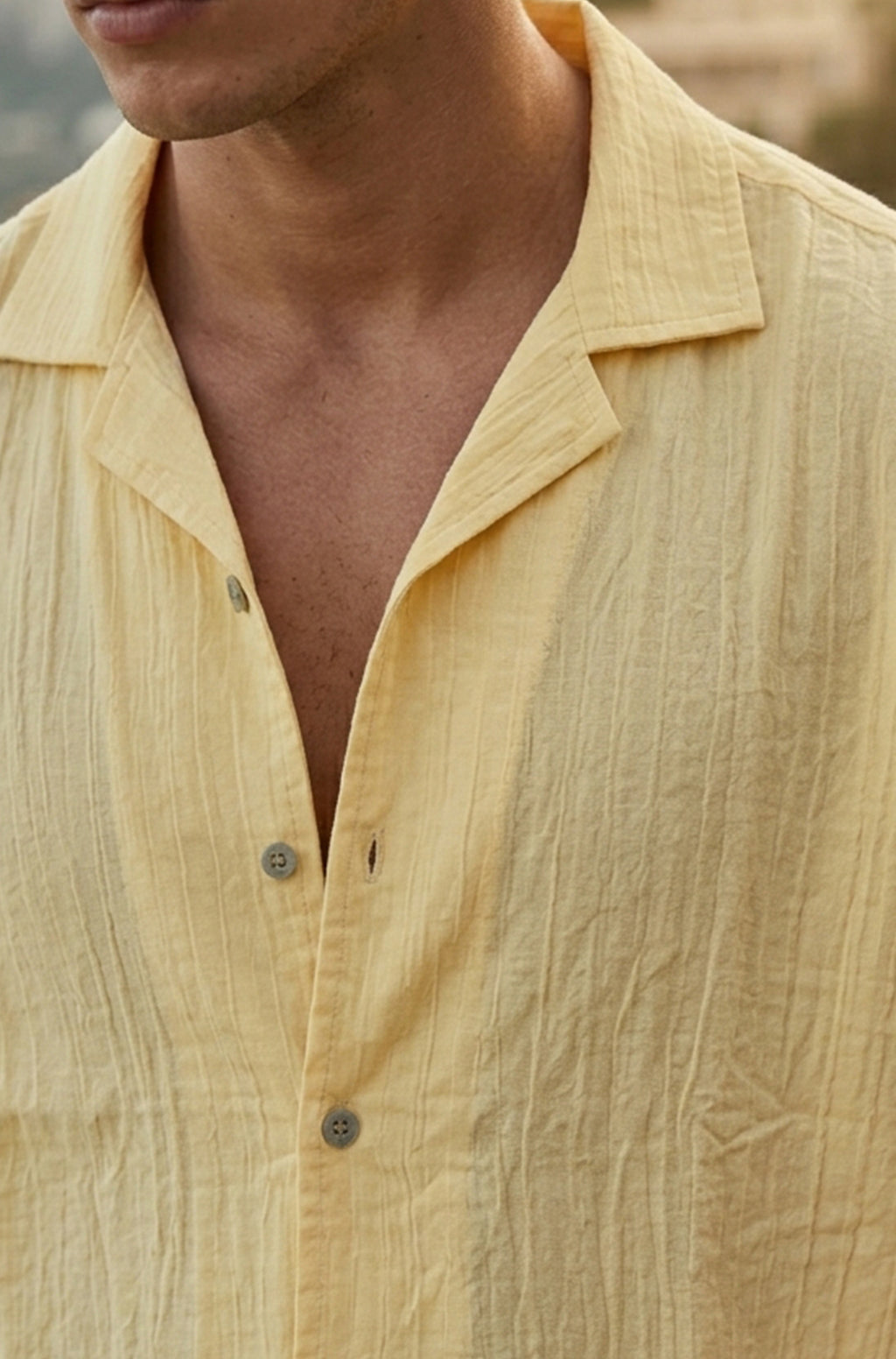 Feather Feel Yellow Oversized Plain Double Layer Exclusive Cotton Shirt