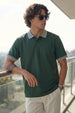 Olive Stripped Collar Regular Fit Exclusive Pique Lycra Polo T-Shirt