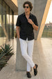 Black Plain Regular Fit Half Sleeve Single Pocket Exclusive Shirt