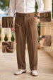 Brown Tailored High-Waist Adjustable Weist Korean Pant