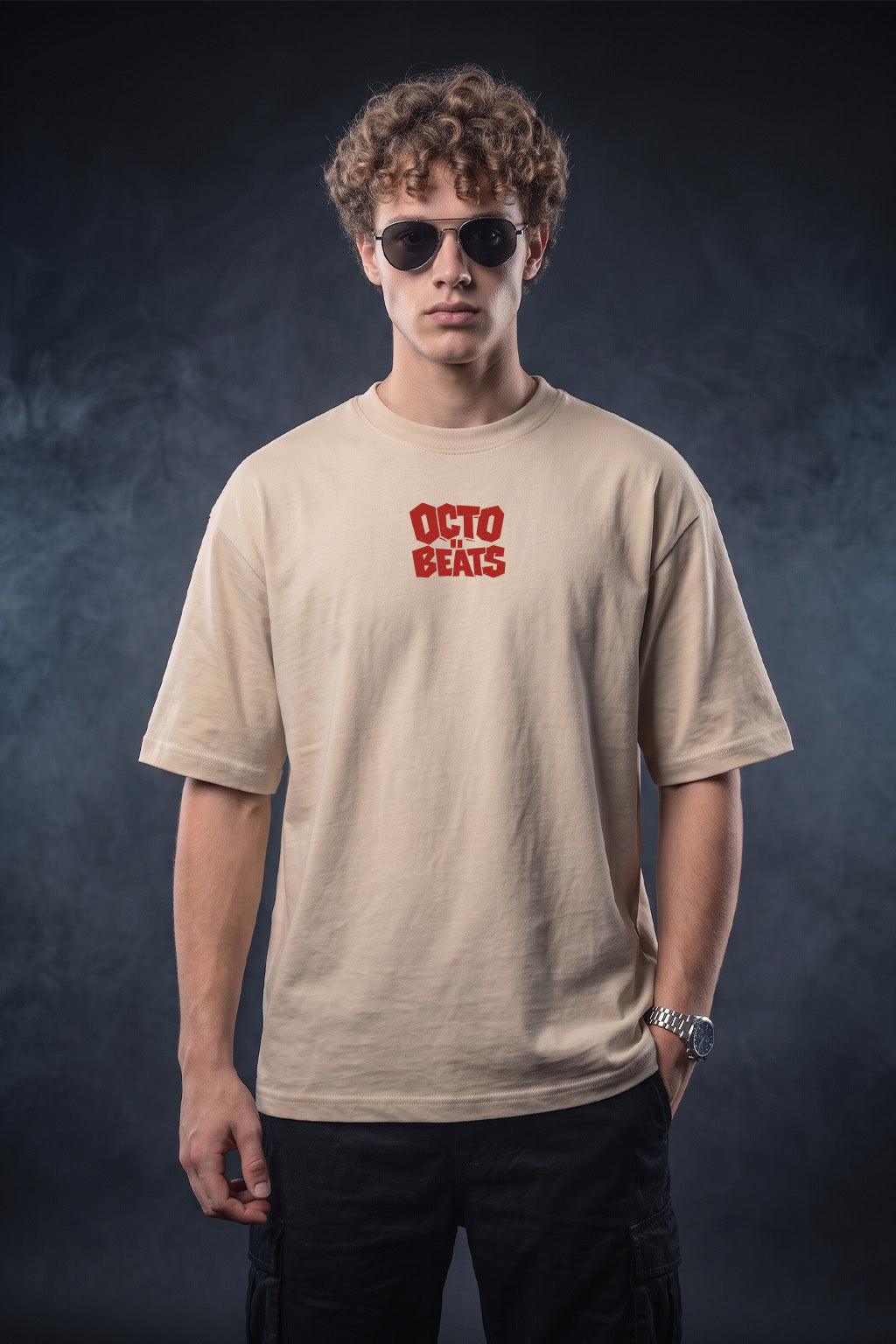 Octo Beats Swanwhite Oversized Printed T-shirt