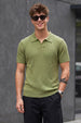 Mild Green Ribbed Flatknit Textured Regular Fit Exclusive Polo T-Shirt