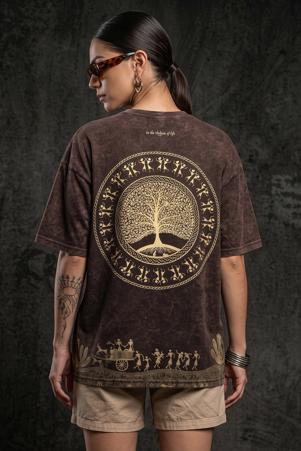 Rooted Brown Acid Washed Printed Exclusive T-shirt Epic Collection For Women