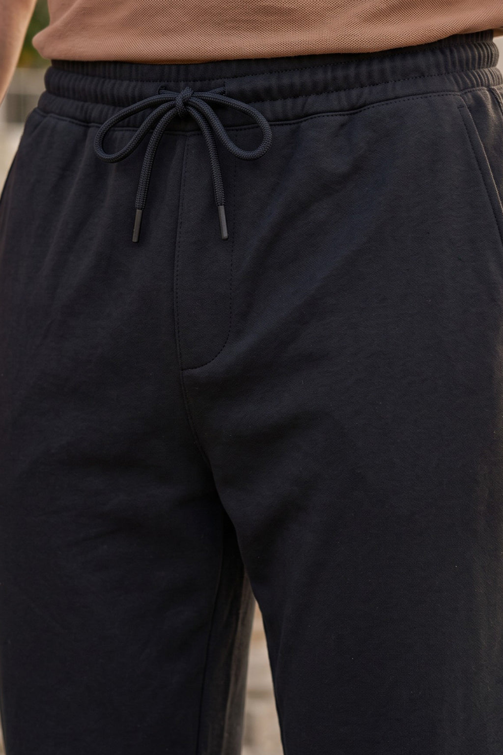 Black Minimalist Loopknit Loose Fit Streetwear Jogger