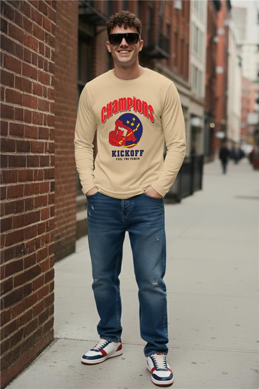 Champions Swanwhite Full Sleeves Regular Fit Printed T-shirt