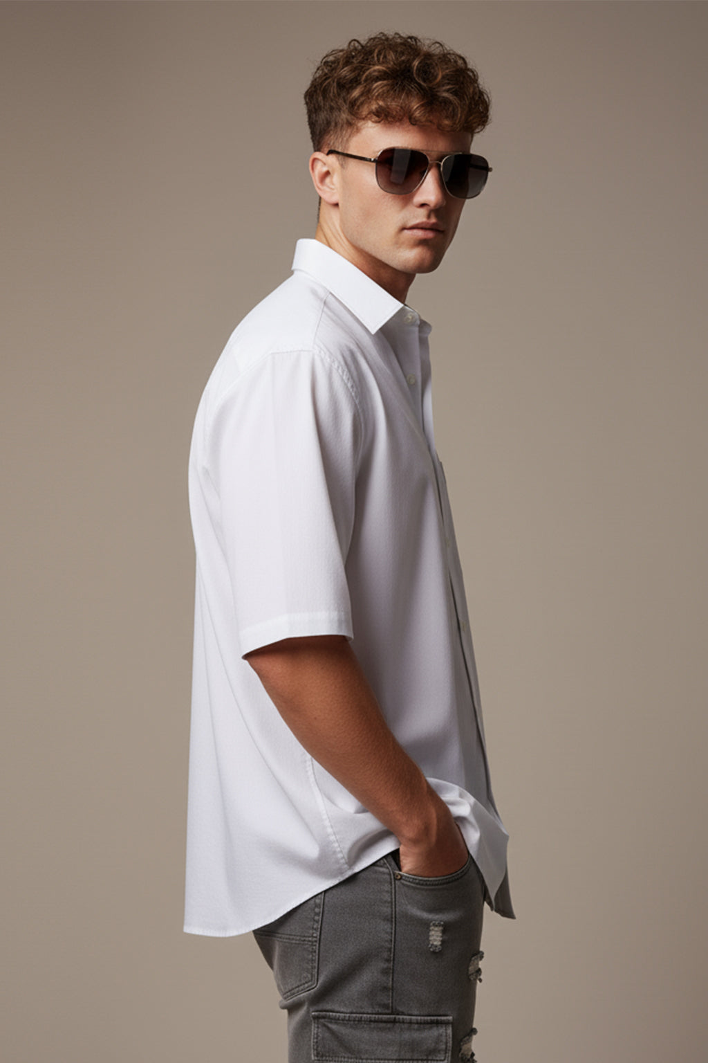 White Plain Regular Fit Half Sleeve Single Pocket Exclusive Shirt