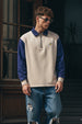 Street Vibe Beige & Navy Oversized Full Sleeve Exclusive Polo T-shirt