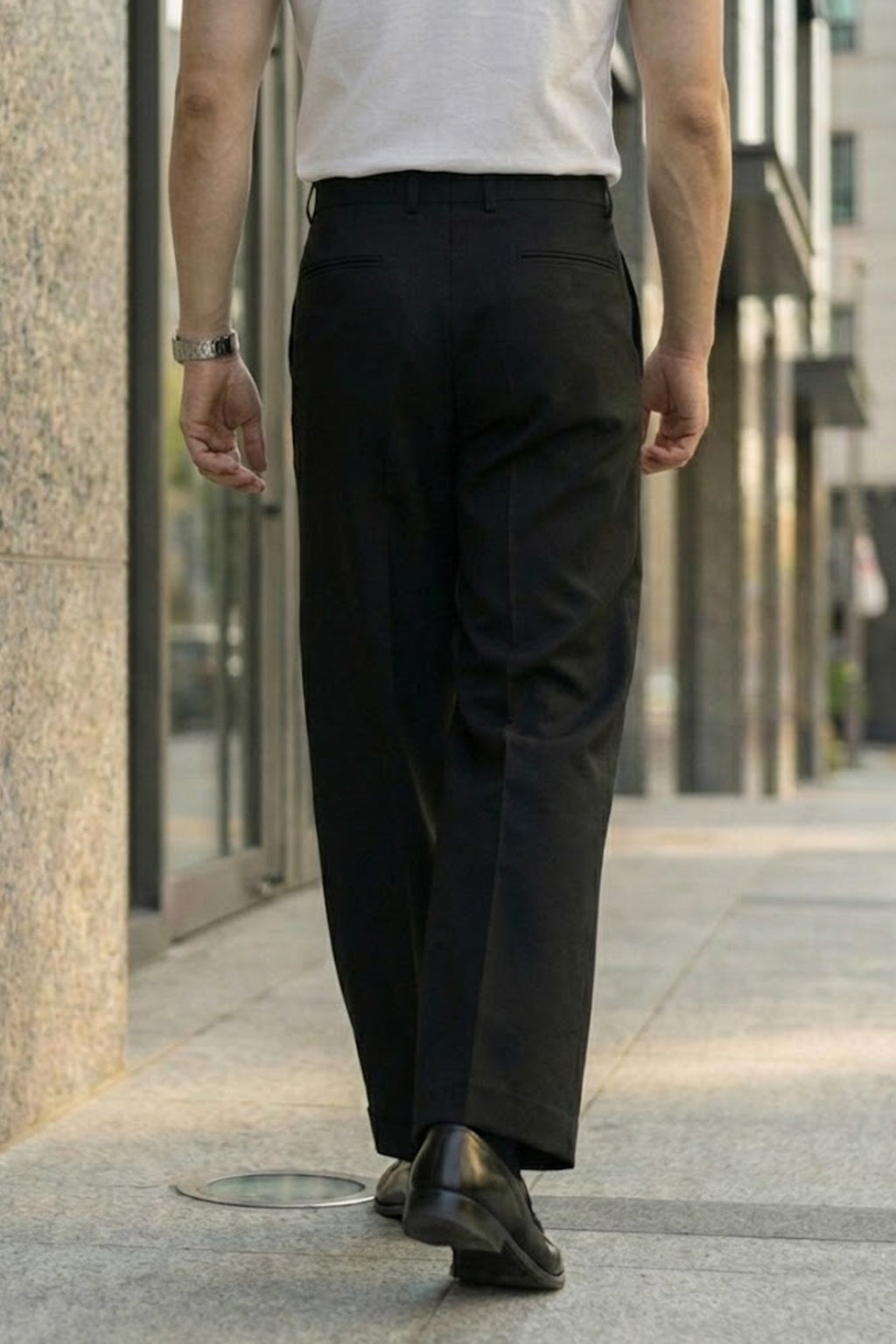Black Tailored High-Waist Formal Wide-Leg Korean Pant
