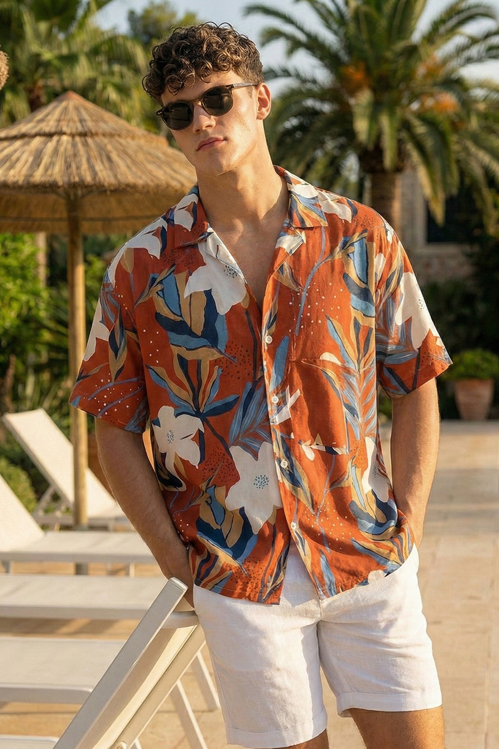 Sunset Palm Red All Over Print Oversized Exclusive Shirt