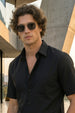 Black Plain Regular Fit Half Sleeve Single Pocket Exclusive Shirt