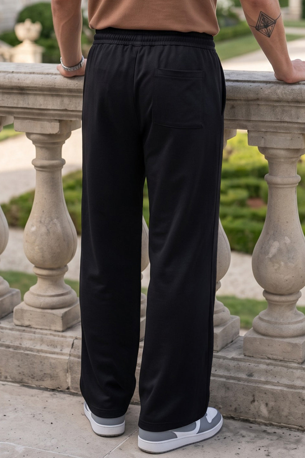 Black Minimalist Loopknit Loose Fit Streetwear Jogger