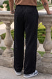 Black Minimalist Loopknit Loose Fit Streetwear Jogger