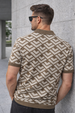 Heritage Taupe Brown Flatknit Textured Loose Fit Exclusive Polo T-Shirt