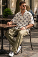 Lunar Circle Beige All Over Printed Oversized Exclusive Shirt
