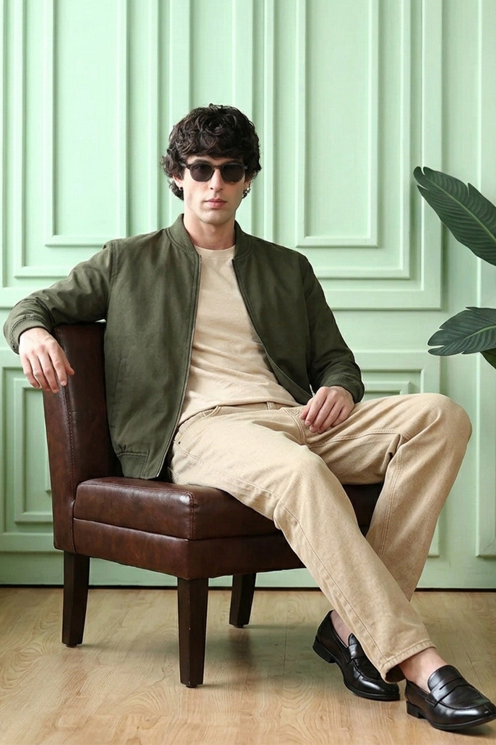 Urban Classic Olive Plain Regular Fit Exclusive Bomber Jacket
