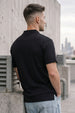 Black Cross Lining Jacquard Regular Fit Button Polo
