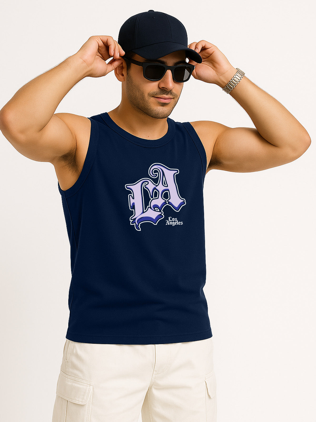 Los Angeles Navy Regular Fit Printed Vest