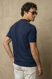 Navy Stripped Flatknit Textured Regular Fit Exclusive Polo T-Shirt