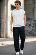 Navy Pure Cotton Baggy Fit 4 Pocket Cargo