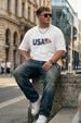 USA White Graphic Printed Plus Size T-shirt