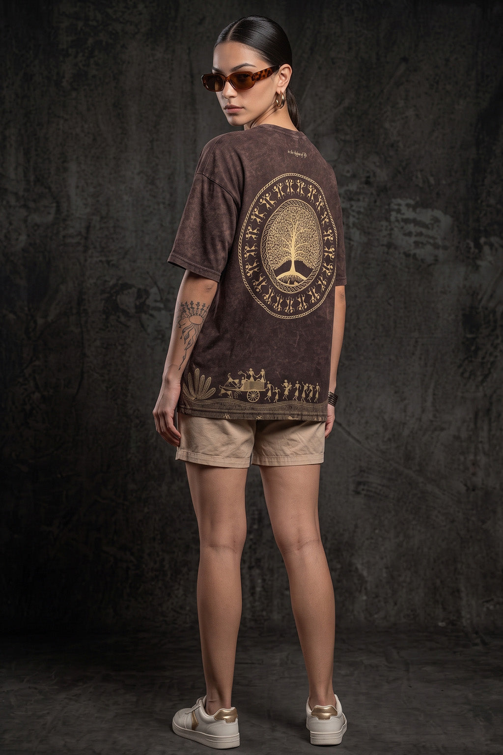 Rooted Brown Acid Washed Printed Exclusive T-shirt Epic Collection For Women