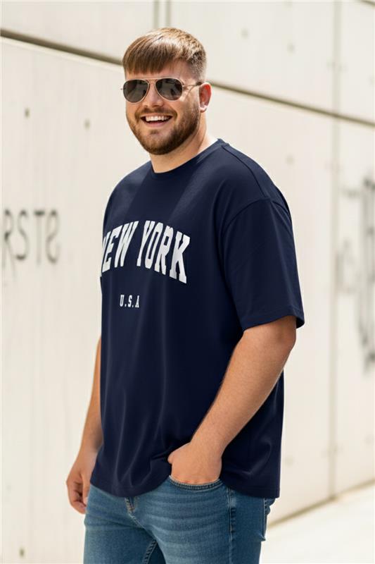 New York Navy Graphic Printed Plus Size T-shirt