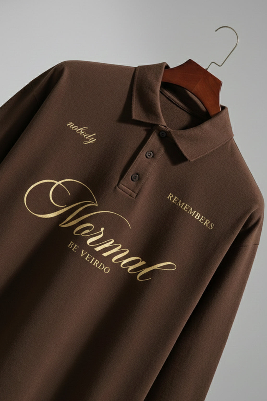 Be Veirdo Brown Oversized Full Sleeve Exclusive Polo T-shirt