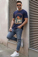 Arizona Navy Regular Fit Printed T-shirt