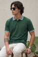 Olive Stripped Collar Regular Fit Exclusive Pique Lycra Polo T-Shirt