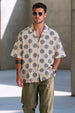 Lunar Circle Beige All Over Printed Oversized Exclusive Shirt