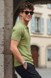 Mild Green Ribbed Flatknit Textured Regular Fit Exclusive Polo T-Shirt
