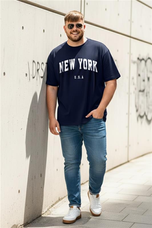 New York Navy Graphic Printed Plus Size T-shirt