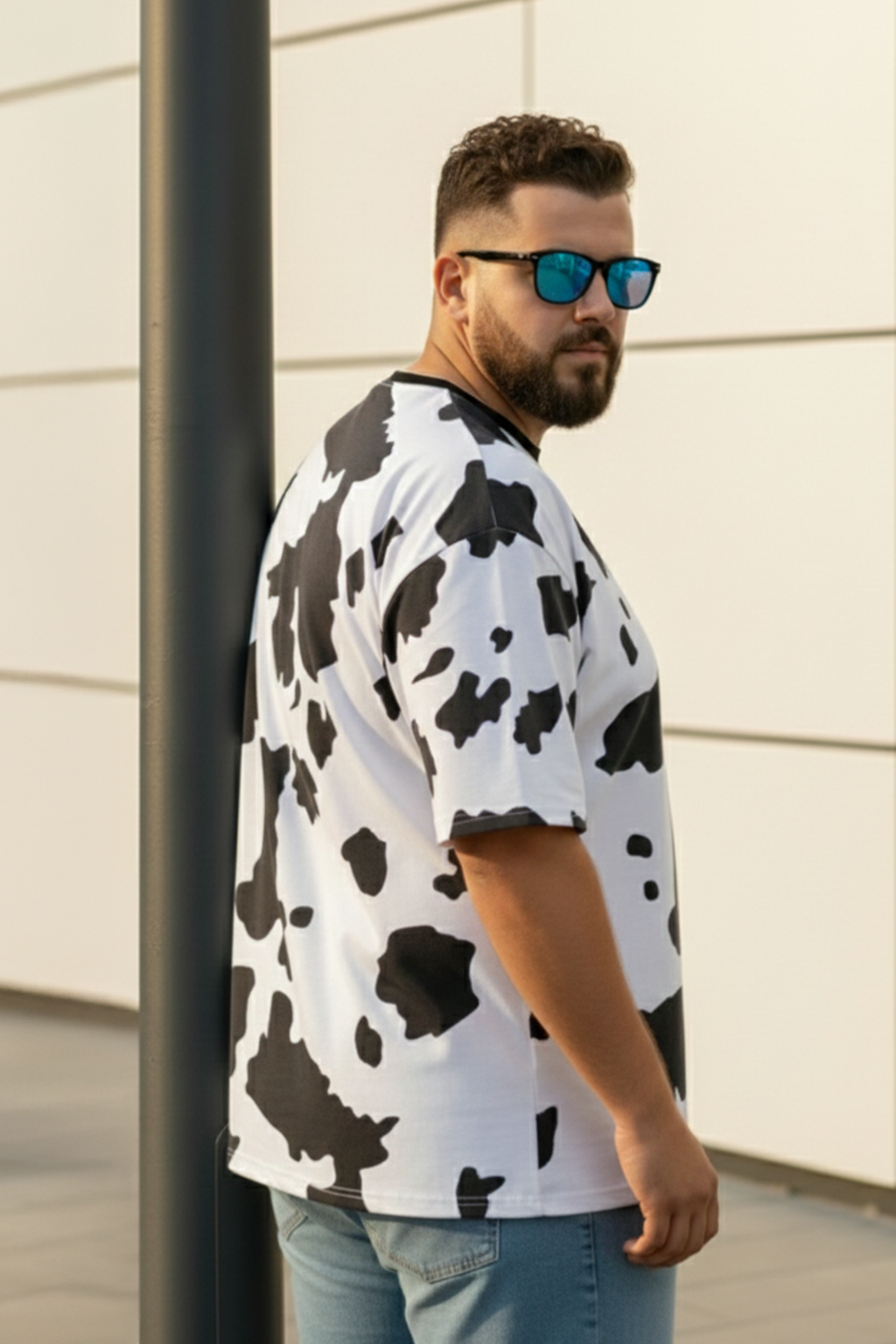 Cow Black & White Graphic Printed Plus Size T-shirt