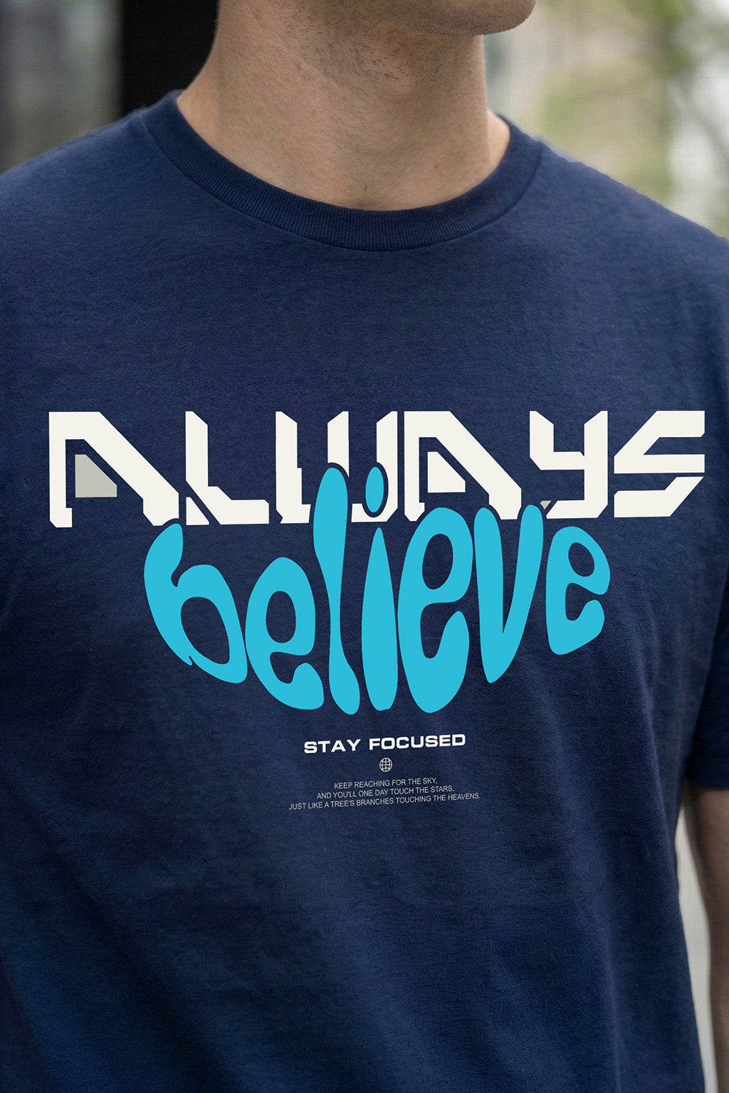 Always Believe Navy Regular Fit Printed T-shirt